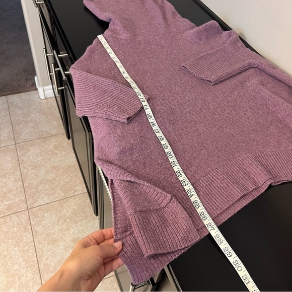 360 Sweater poncho 100%Cashmere pullover, dusty purple, turtleneck, 3/4 sleeve - Picture 6 of 9